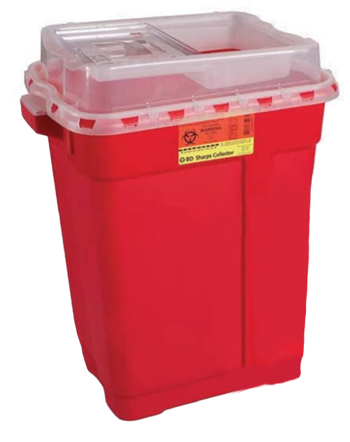 9 Gallon Red BD Sharps Container with Clear Slide Top 305616