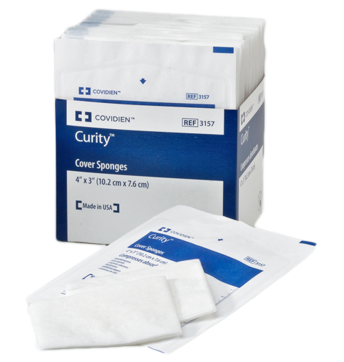 Covidien 3157 Curity 4 x 3 Inch Cover Sponges - Sterile