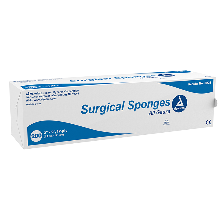 Dynarex 3223 Surgical Gauze Sponges 2 x 2 Inch, 12 Ply - Sterile