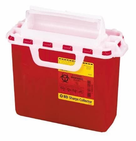 2 Gallon Red BD Sharps Container with Counterbalanced Door 305435