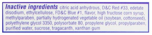 Inactive ingredients (grape)