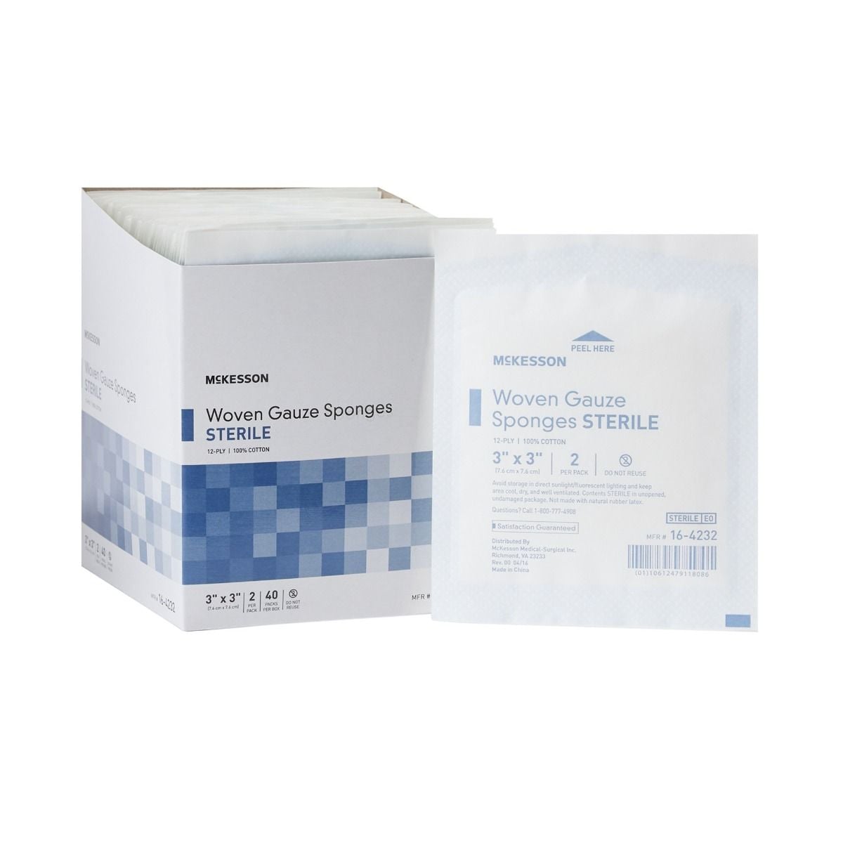 McKesson 3 x 3 Inch Gauze Sponge 12 Ply Sterile - 16-4232