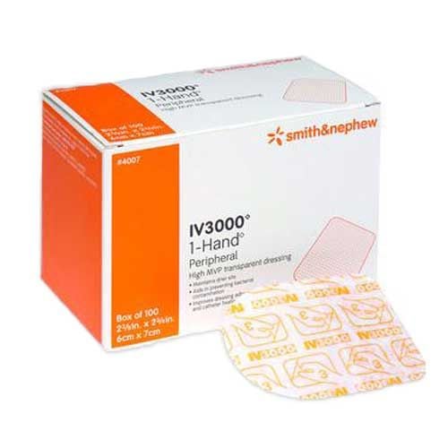 Smith Nephew 4007 OpSite IV3000 1-Hand 2-3/8 x 2-3/4 Peripheral IV Dressing