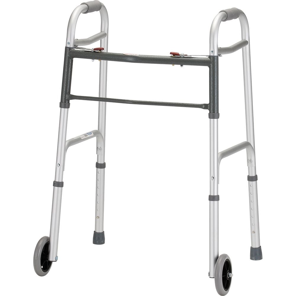 Nova Silver Folding Walker with 5" Wheels