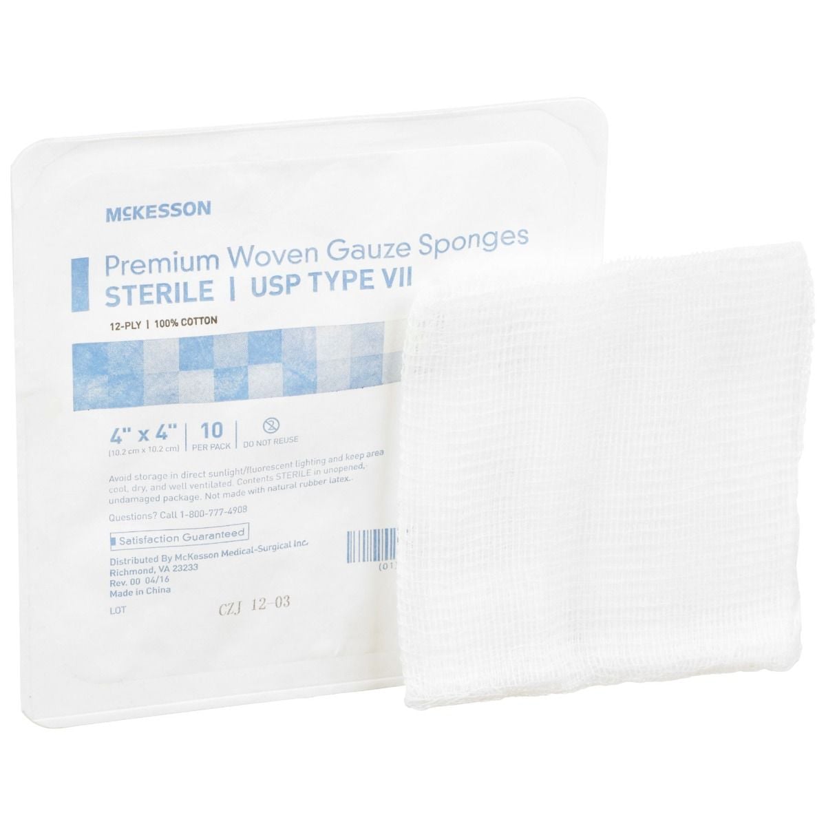 Medi-Pak 4 x 4 Inch USP Type VII Gauze Sponges 12 Ply, Sterile - 16-42441