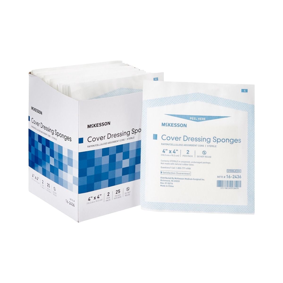 Mckesson 4 x 4 Inch Cover Dressing Sponges, Sterile - 16-2436