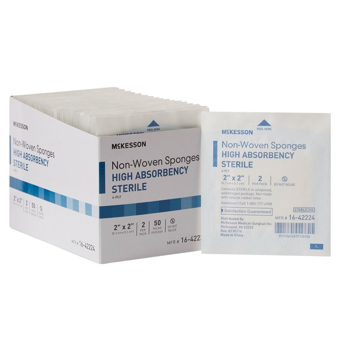 Medi-Pak 2 x 2 Inch Non-Woven Sponges High Absorbency 4 Ply - 16-42224