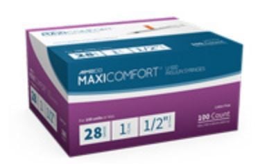 28 Gauge, 1 cc, 0.5 Inch Syringes