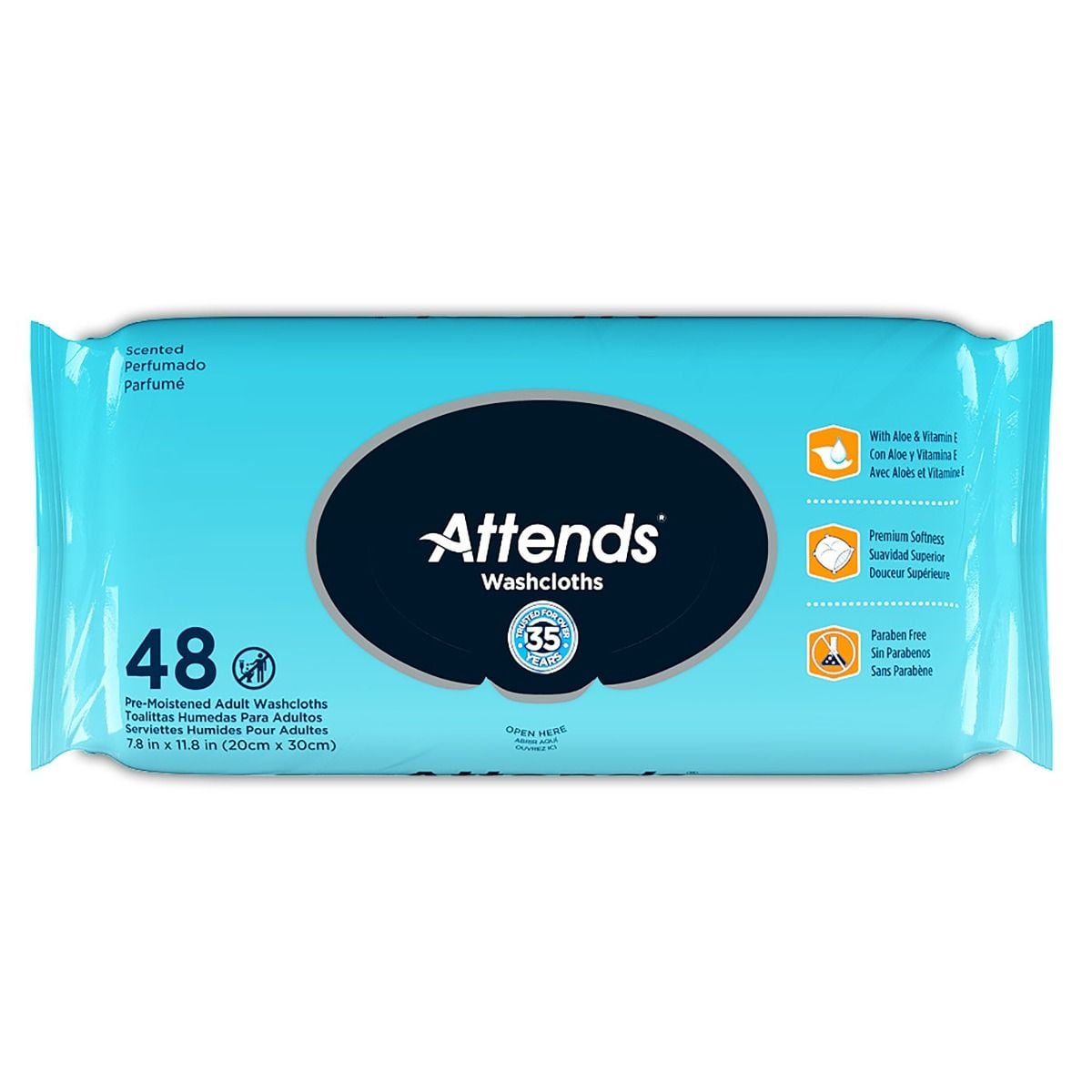 Image 2 of Attends Washcloths - Scented & Unscented (pre-moistened)