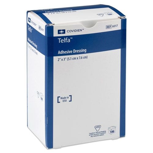 Coviden 6017 Telfa Adhesive | 2 x 3 Inch Adhesive Sides | Vitality