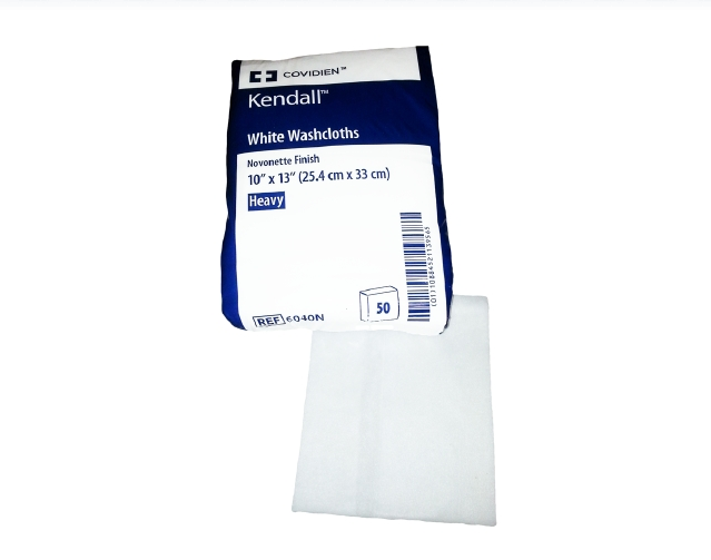 Kendall 6040N, 6363 White Washcloths - Moderate & Heavy