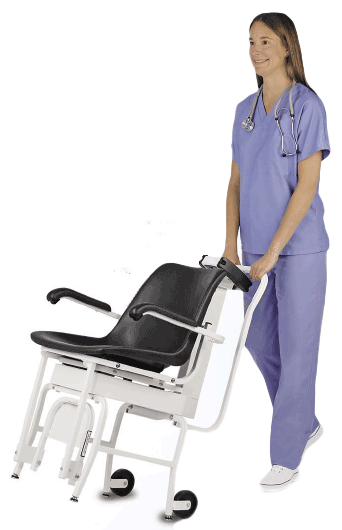 Woman moving the chair