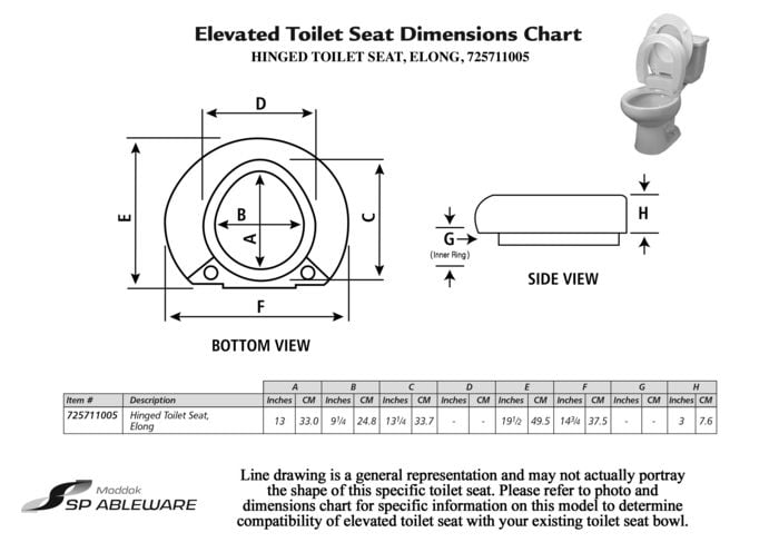 725711005 Elongated Seat Specifications