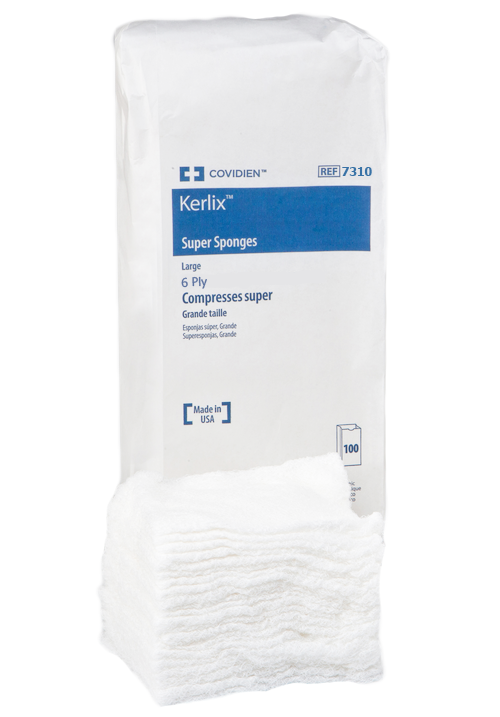 Covidien 7310 KERLIX 6 x 6-3/4 Inch Super Sponge Gauze 6 Ply, Sterile