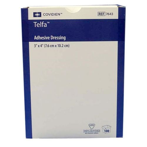 Telfa Adhesive 7643 | 3 x 4 Inch Adhesive Sides by Covidien