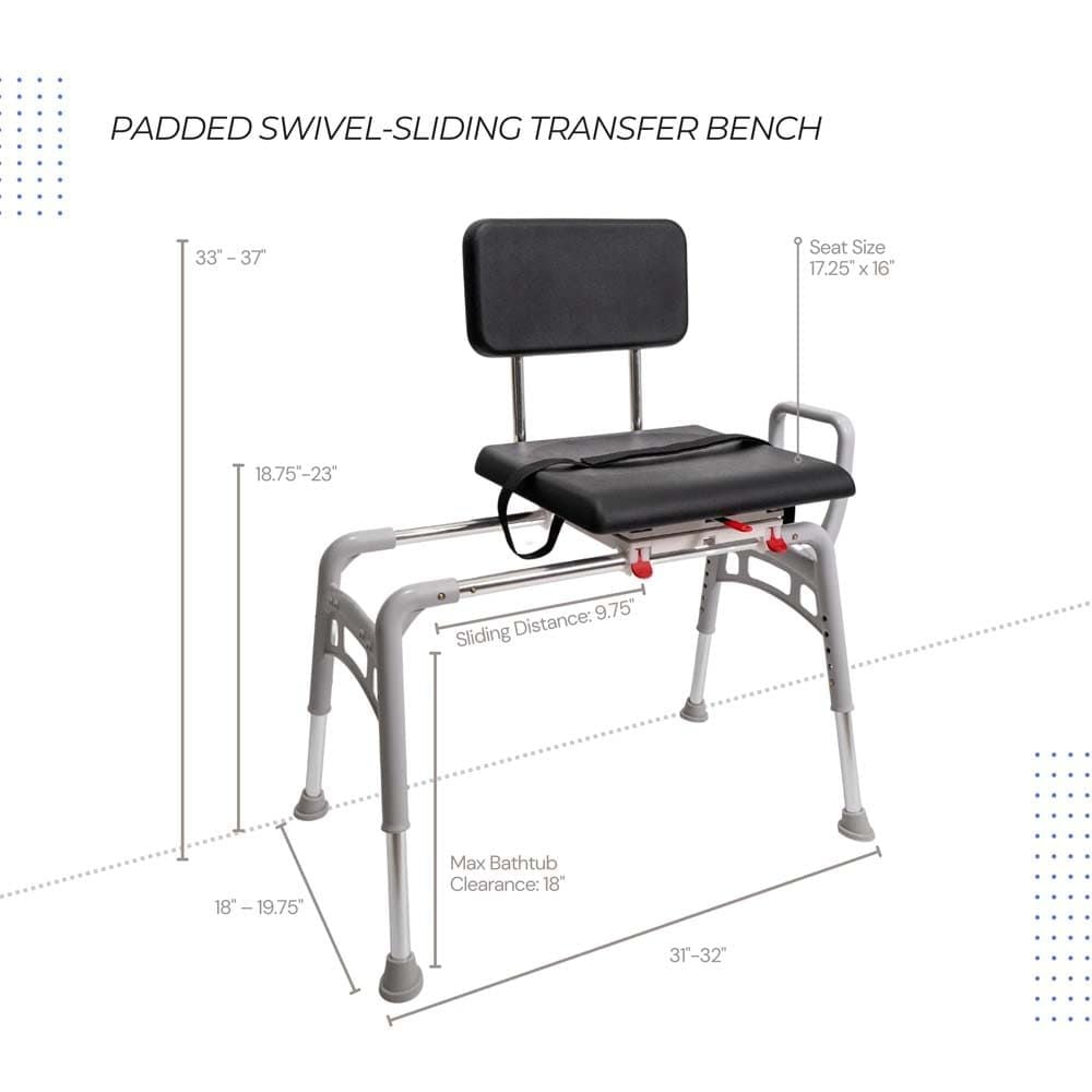 Image 4 of Eagle Health Padded Swivel Sliding Shower Transfer Bench