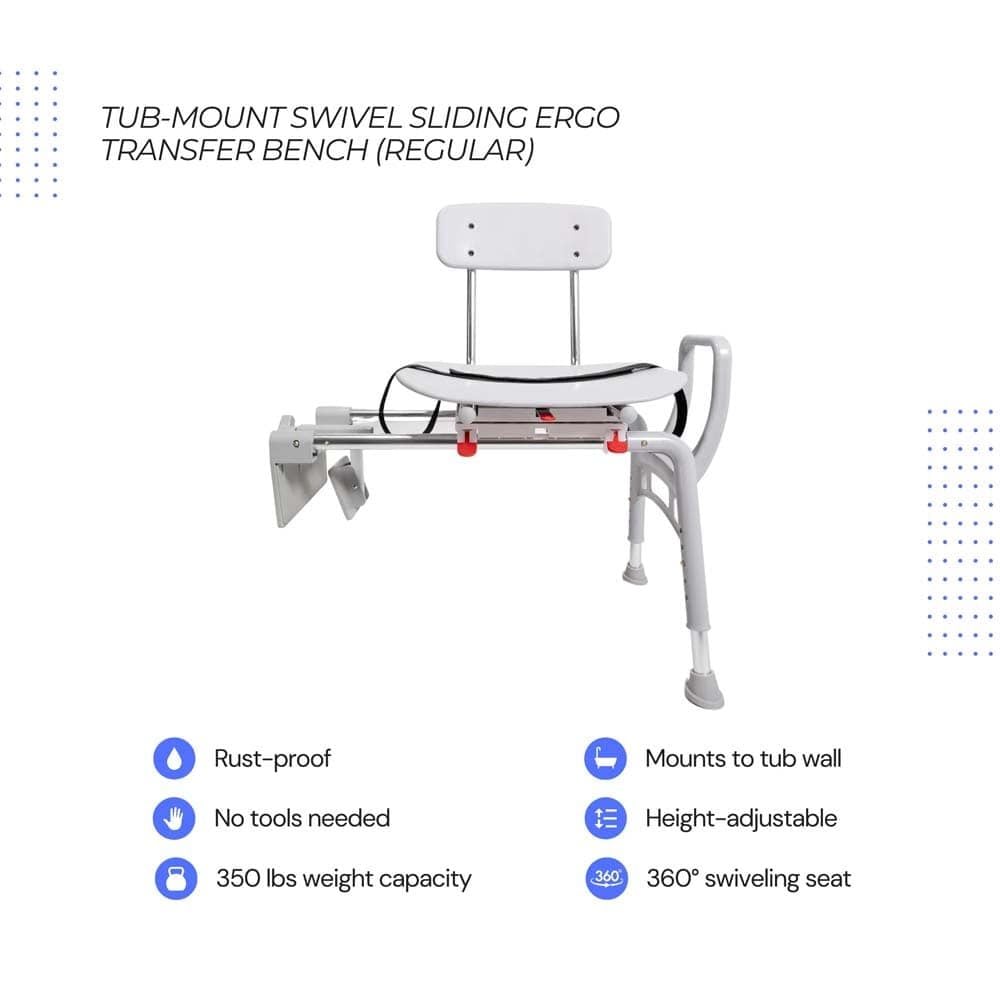 Image 2 of Eagle Health Tub-Mount Sliding Tub Transfer Bench with Swivel Seat 