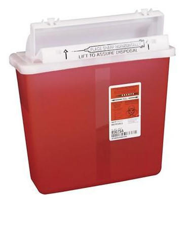 5 Quart SharpSafety Transparent Red Sharps Container with Counterbalance Lid 8507SA