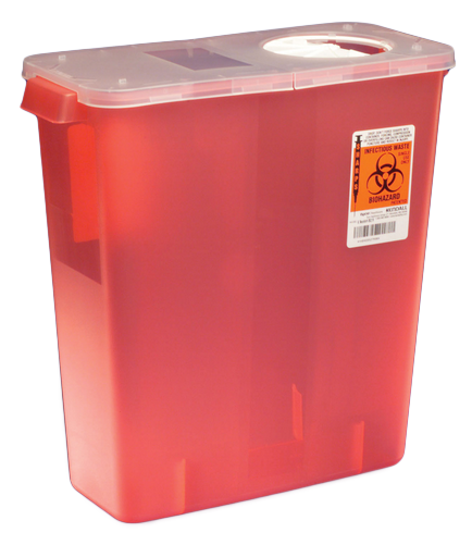 3 Gallon Red Sharps Container with Hinged Rotor Lid 8527R