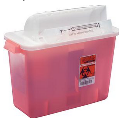 2 Gallon Transparent Red SharpSafety Sharps Container with Counterbalance Lid 8534SA