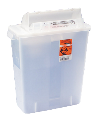 3 Gallon Clear SharpSafety Sharps Container with Counterbalance Lid 8536SA