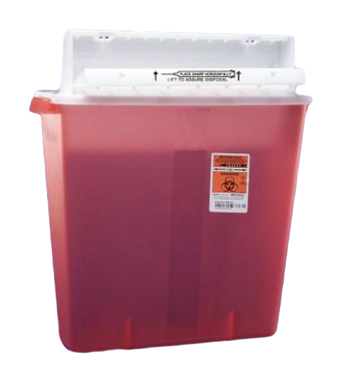 4 Gallon Transparent Red SharpSafety Sharps Container with Counterbalance Lid 8541SA
