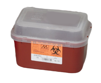 2 Gallon Transparent Red Stackable Sharps Container with Biohazard Symbol 8704T