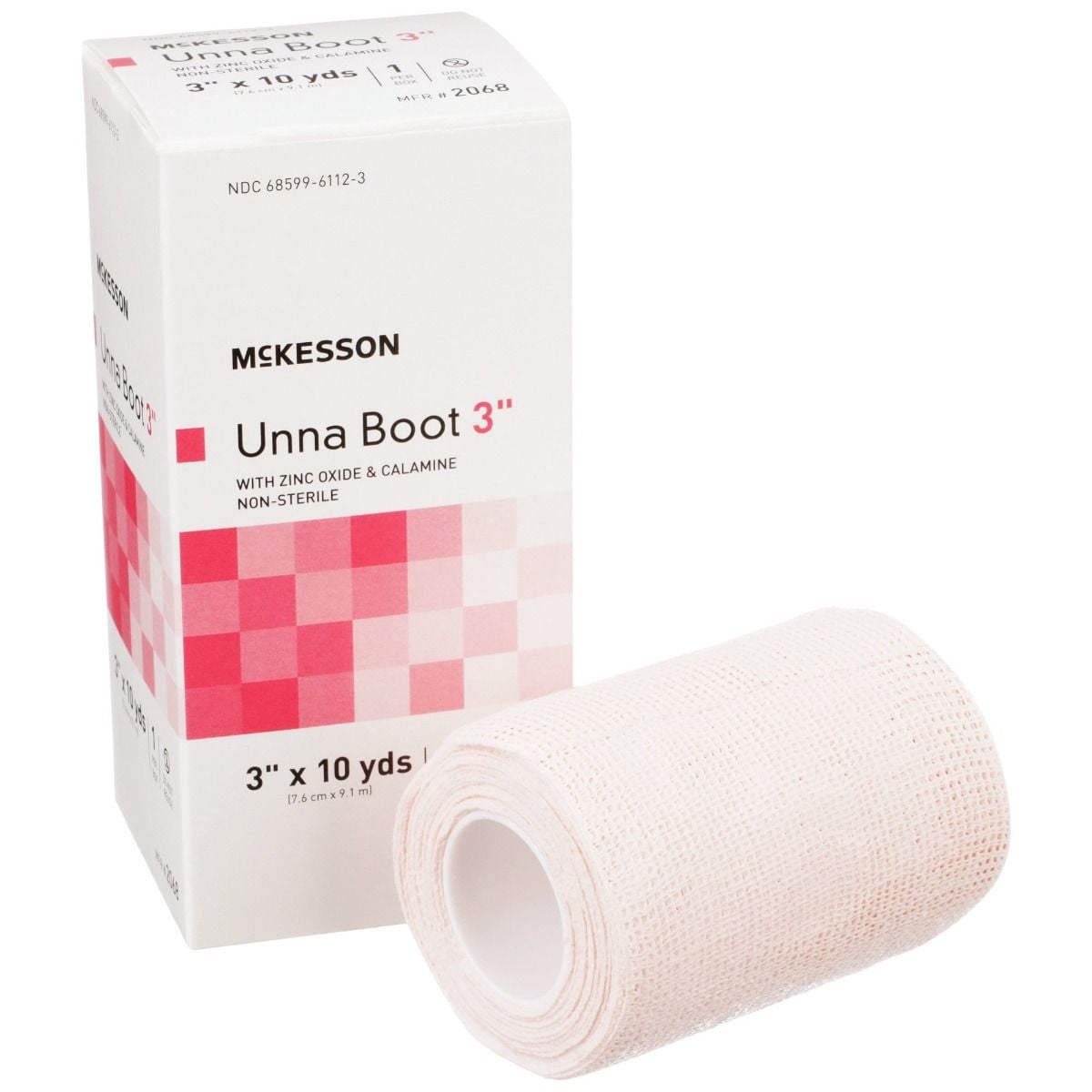 Cotton Unna Boot with Zinc Oxide and Calamine 3 Inch x 10 Yard - Non-Sterile
