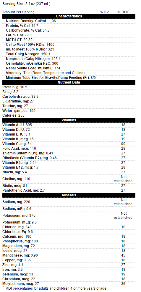 8 oz Nutrition Information