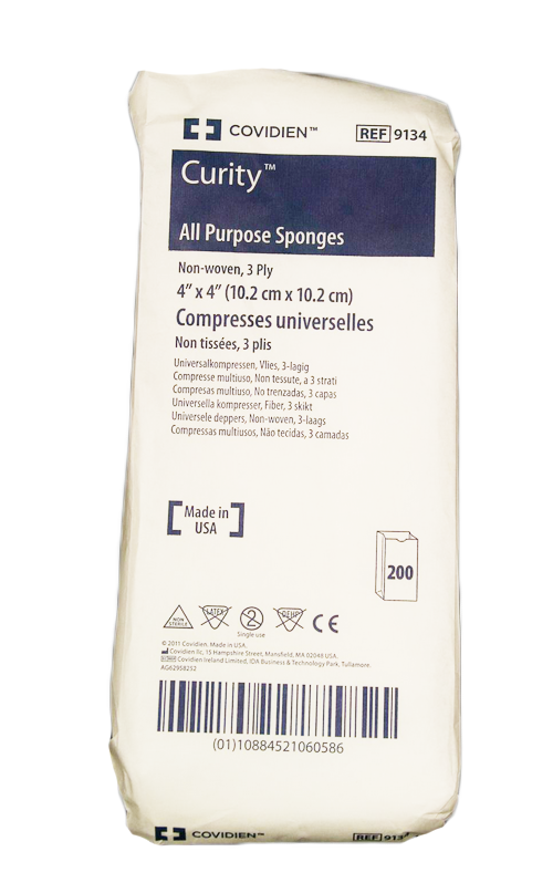 Covidien 9134 Curity 4 x 4 Inch 3 Ply Non-Woven All Purpose Sponge Gauze