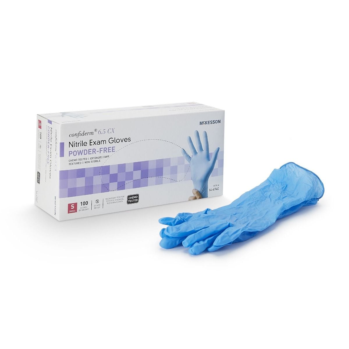 McKesson Performance Nitrile Fully Textured Blue Exam Gloves Powder Free - NonSterile
