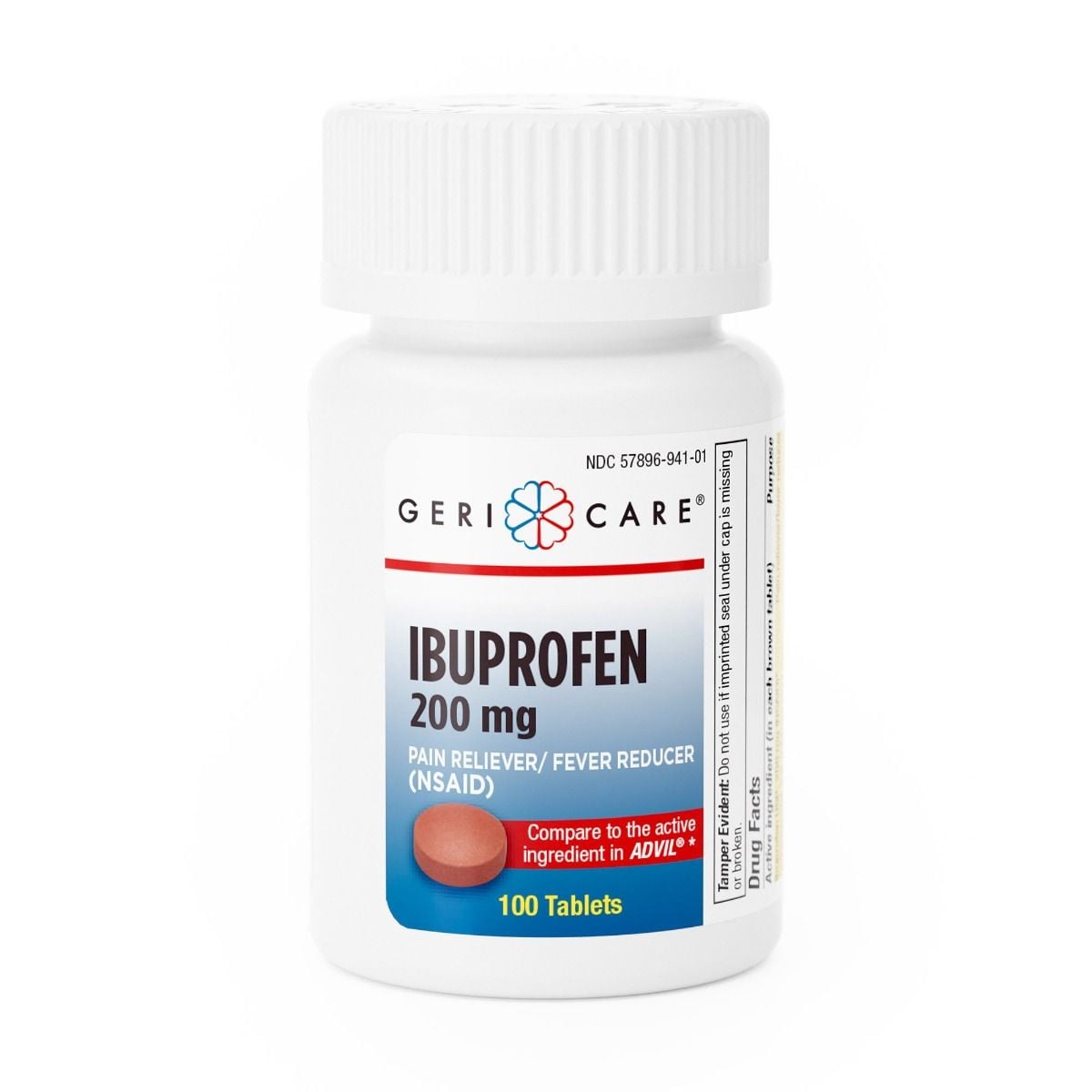 Pain Relief Geri-Care® 200 mg Strength Ibuprofen Tablet 100 per Bottle