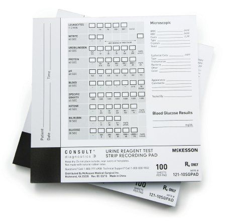 McKesson Consult Urine Reagent Test Strip Recording Pad