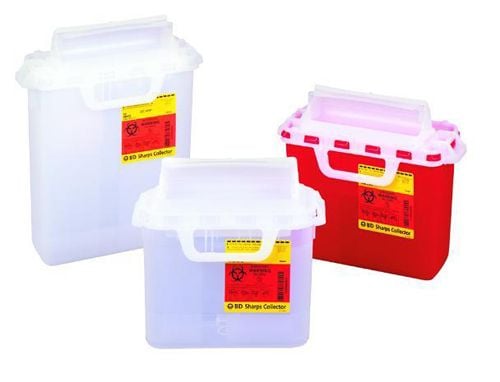Image 2 of 5.4 Quart Pearl BD Sharps Container with Counterbalanced Door 305428