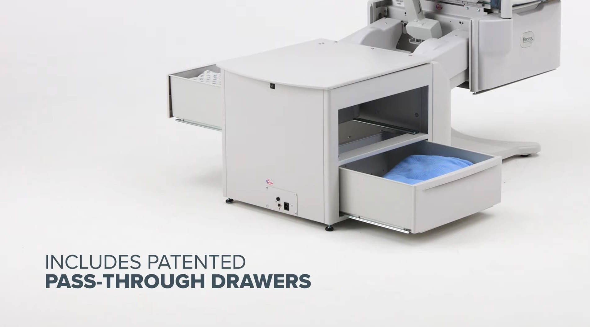 Includes patented pass-through drawers