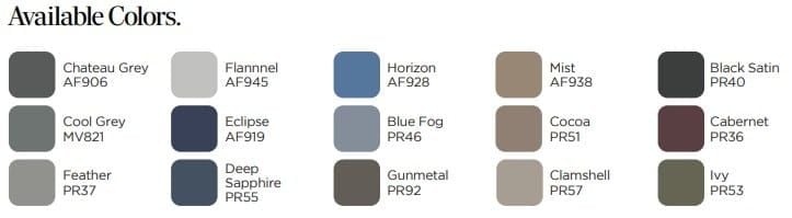 Available colors