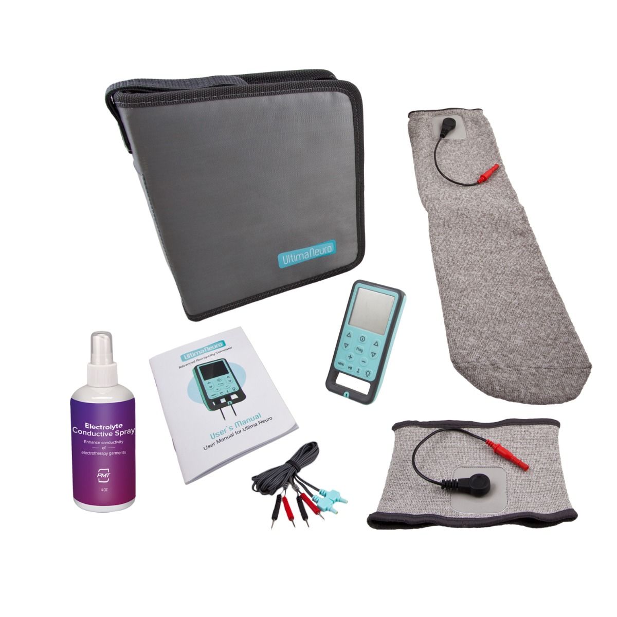 Device, cuff, sock, and spray
