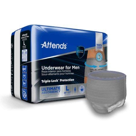 Male Adult Absorbent Underwear Attends® For Men Pull On with Tear Away Seams Large Disposable Heavy Absorbency (ADUM35)