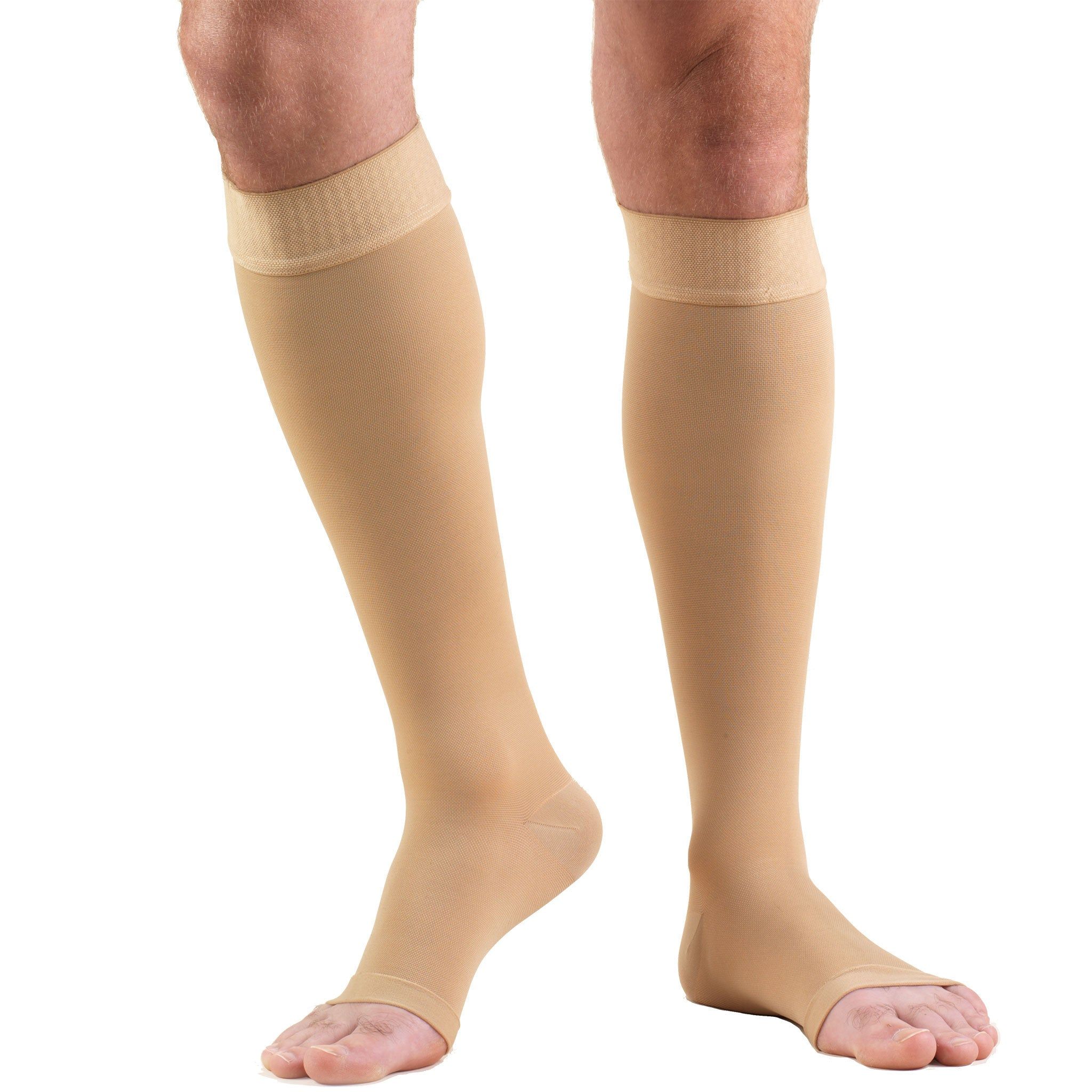TRUFORM Classic Medical Knee High Silicone Dot Top Open Toe 20-30 mmHg