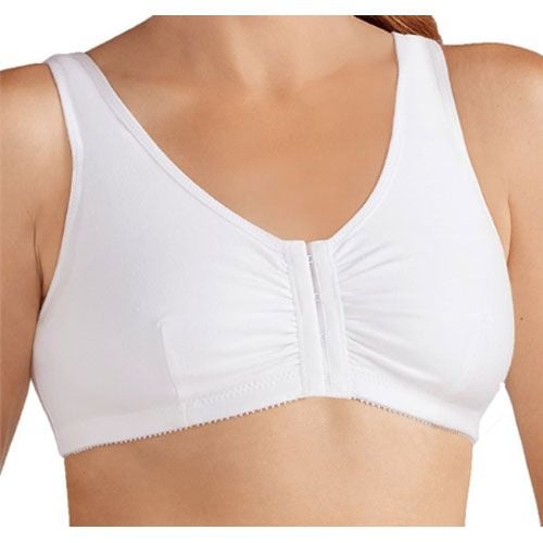 Woman wearing the white bra.