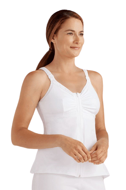 Image 1 of Amoena Hannah 2860 White Post-Surgical Camisole Garment