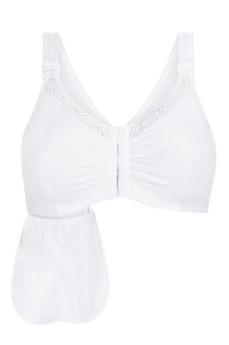 Amoena Hannah Bra shown with drain pouch