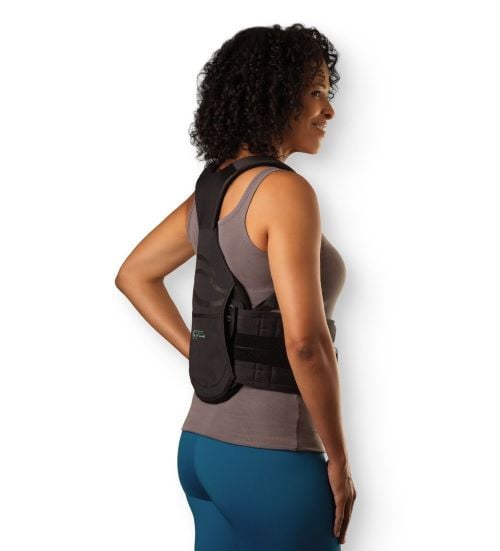 Shows the back of the brace when it is being worn.