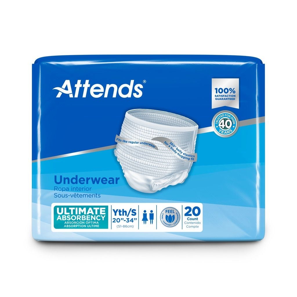 Attends Ultimate Absorbency Underwear, Youth/Small Size