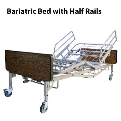 Bariatric Bed with Head Half Rails and Mattress