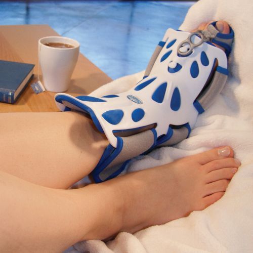 Brace being worn on the foot