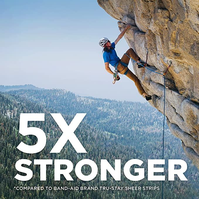 Tough Strips are 5x stronger than Band-Aid Tru-Stay Sheer Strips
