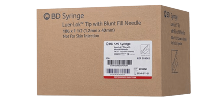 5 mL BD Luer-Lok Syringe with Blunt Fill Needle, 18 Gauge x 1-1/2 Inch - 305062 (Box of 100)