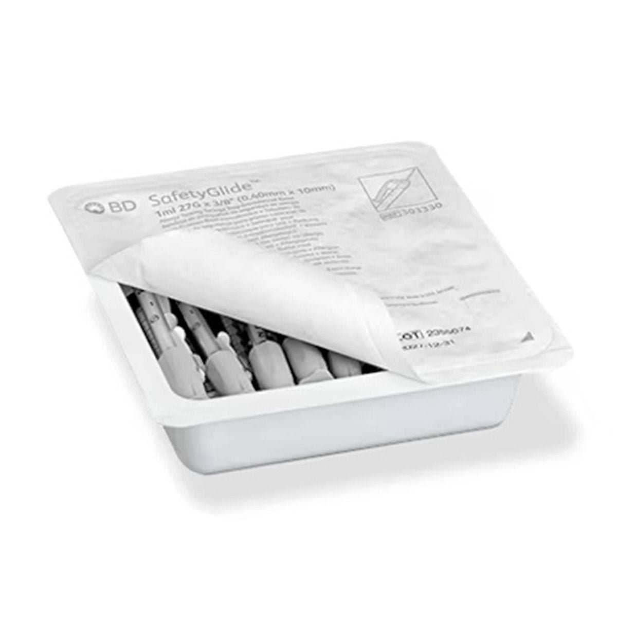 BD SafetyGlide Allergy Syringe Tray with Integral Needle - 303330