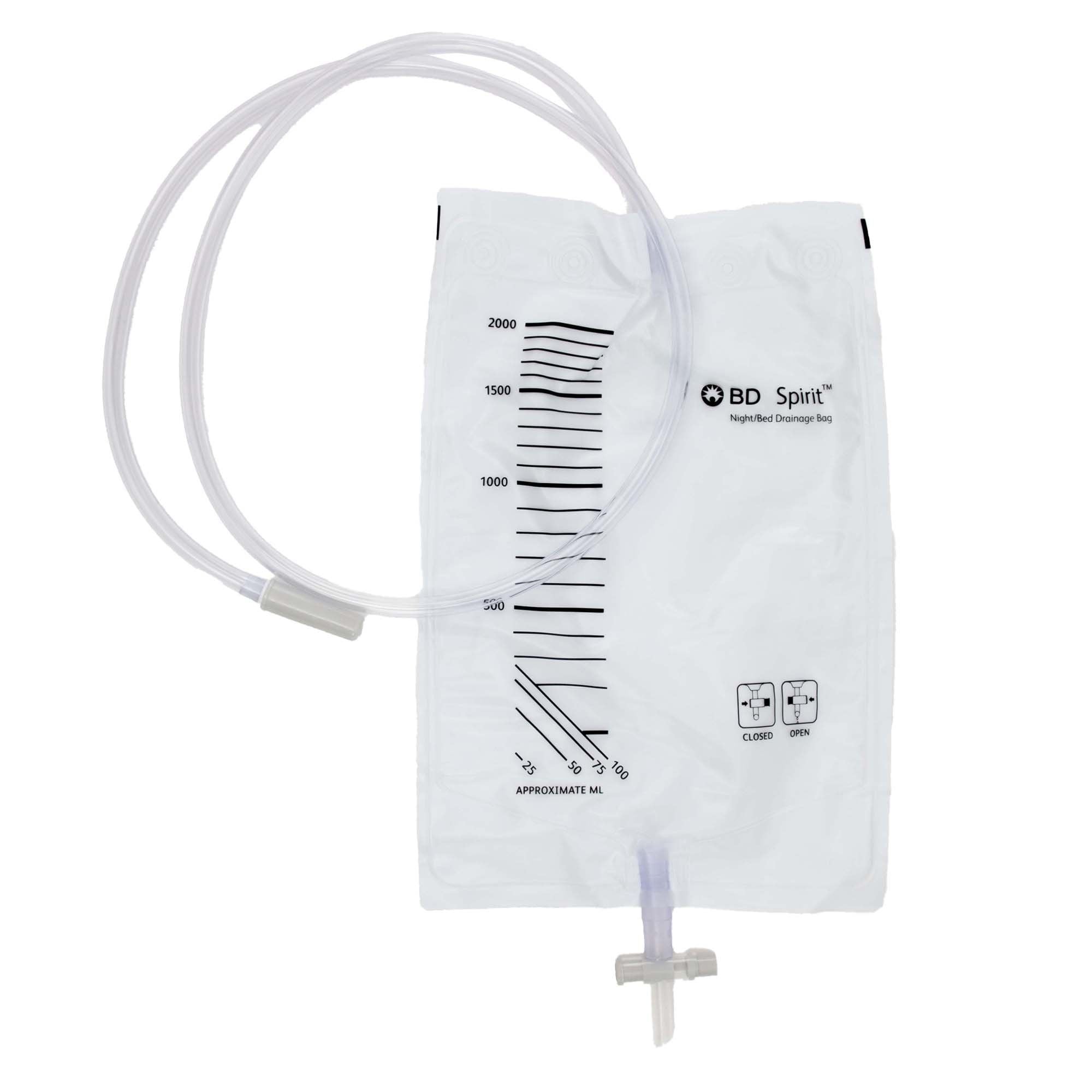BD Spirit Urinary Bed Drainage Bag with T-Tap Drainage Valve - 2